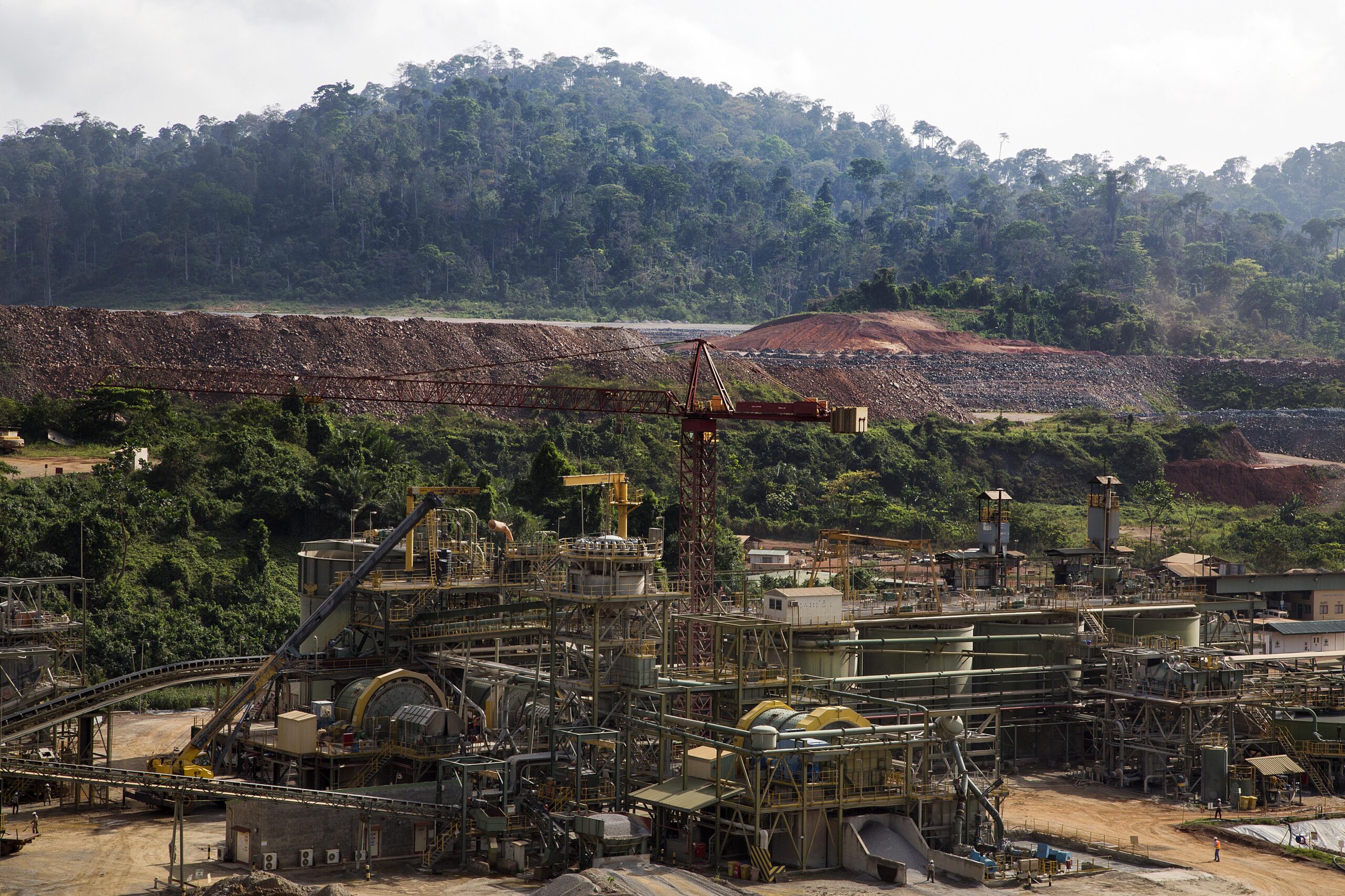 Heavy equipment at an open-pit mine in Ghana